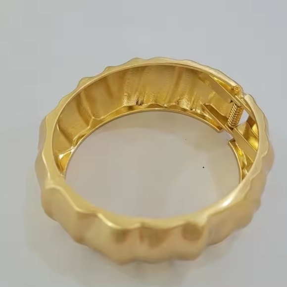 Gold Textured Bangle Bracelet - Picture 9 of 10
